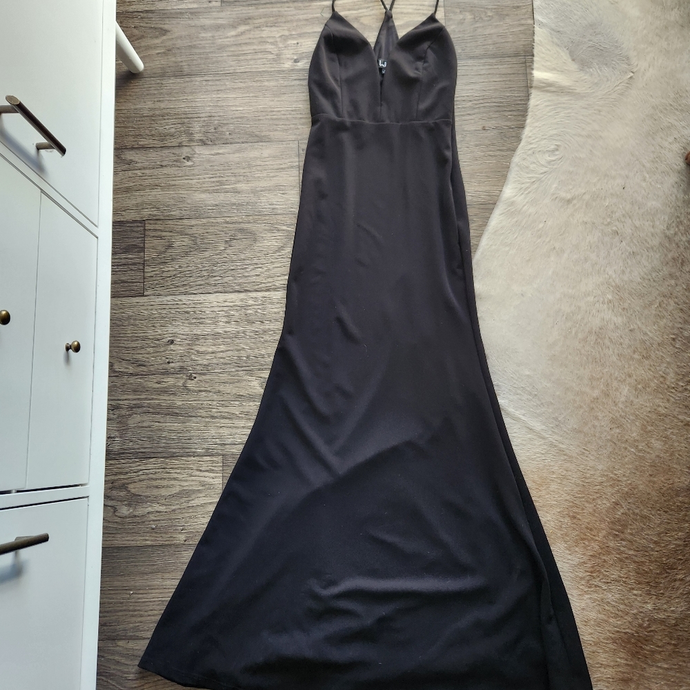 Lulu's Amelia Black Maxi Gown Dress in Size Small